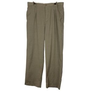 J. Peterman Men’s tan 100% wool dress pants with suspender buttons size 36 X 30